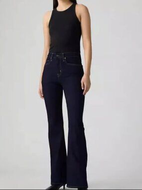 LEVIS 726 FLARE DARK INDIGO WASH JEANS NWT $70 27 w x 32